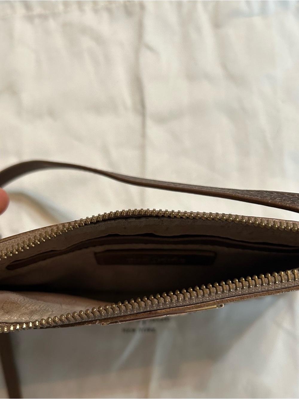 Michael Kors Brown MK Logo Crossbody with Gold Sequin Center - Picture 4 of 8